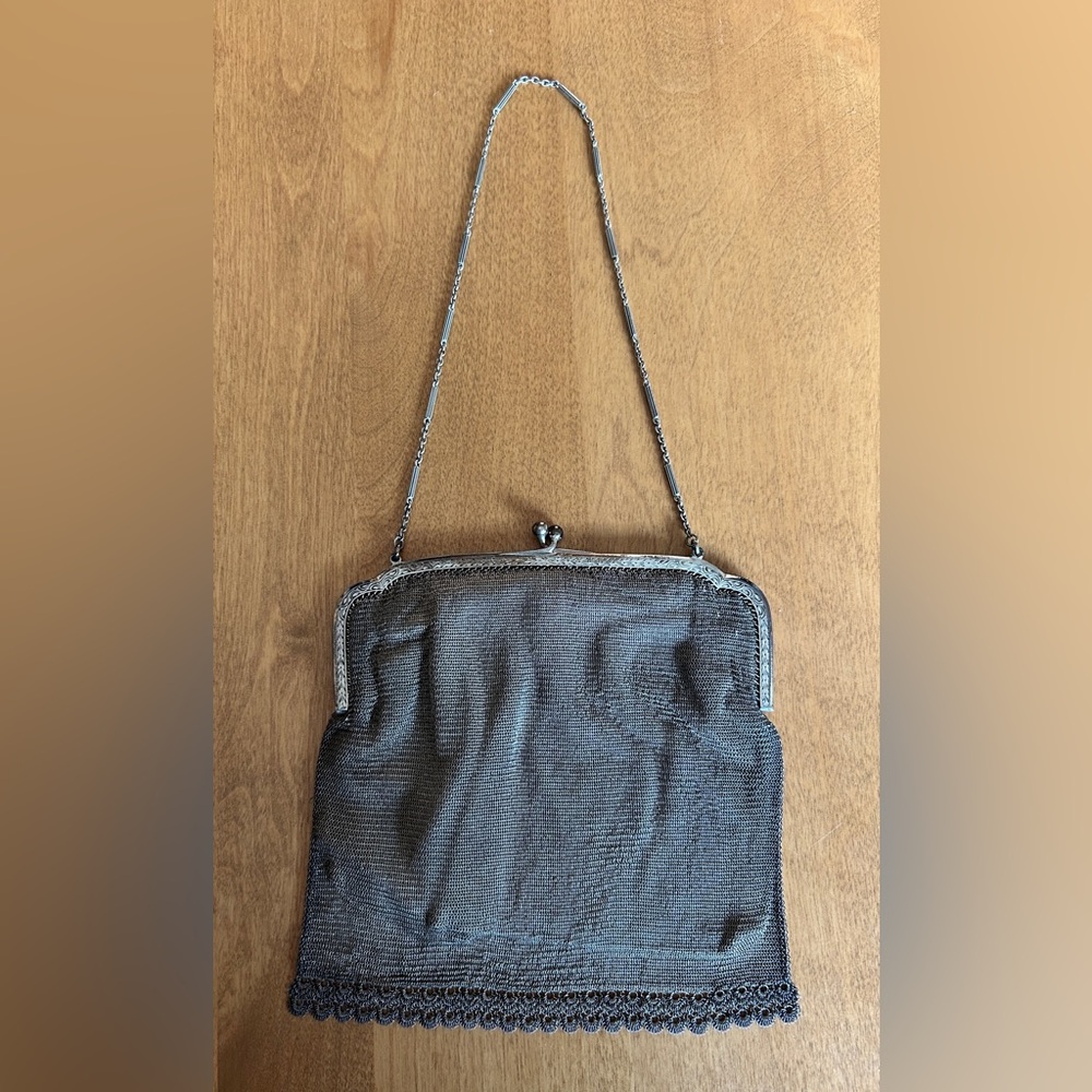 Antique Chain Mail/Metal Mesh Purse from Germany. Fully Lined! Silver and Gray.